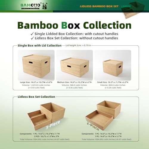BAMOTTO CRAFTBAMBOO 3-Piece Bamboo Storage Box Set Stackable Organizer - Image 7
