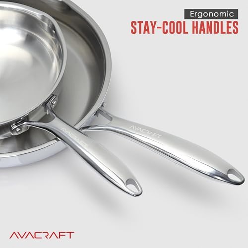 AVACRAFT 8 Inch Tri-Ply 18/10 Stainless Steel Frying Pan with Lid - Image 6