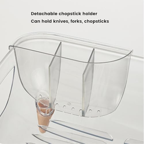 Dish Rack, Dish Drying Rack for Kitchen Counter, Dish Drainer with Drainboard Set and Utensil Holder, Sink Drying Dish Strainer Rack (Clear) - Image 6