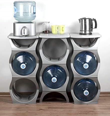 Bariboo Stackable Water Bottle Storage Rack Best Water Jugs 5 Gallon Organizer. Jug Holder for Kitchen, Cabinet and Office Organizing. Reinforced Polypropylene (Black, 3 Plus Shelf) - Image 6