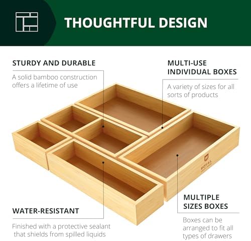 ROYAL CRAFT WOOD Luxury Bamboo Kitchen Drawer Organizer - Expandable Utensil Organizer for Drawer - Multi-Use Drawer Organizer Set - Image 7
