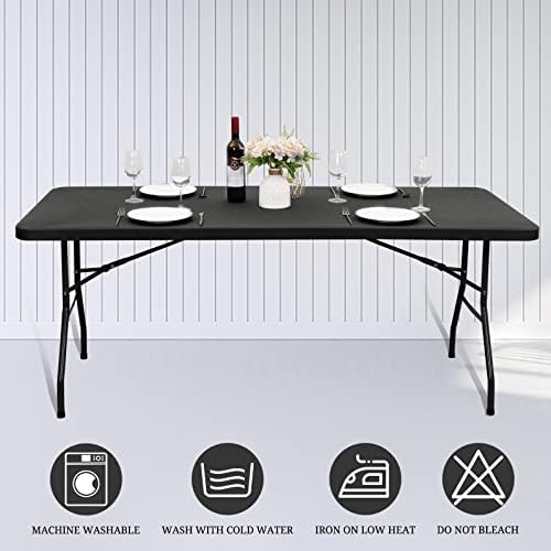 6 Pack Stretch Table Top Cap Cover, Gray, 30" x 96" - Image 6
