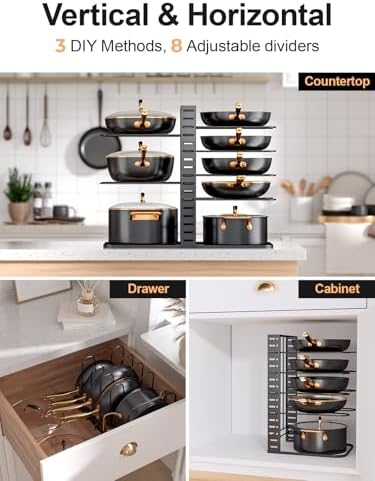 MUDEELA 8-Tier Lightweight Pots and Pans Organizer under Cabinet, 14.55" H - Image 6