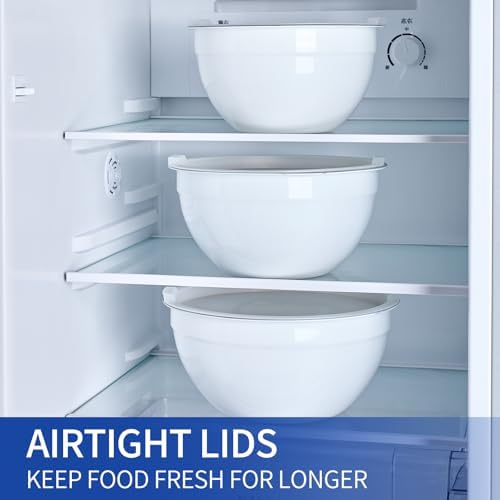 White Mixing Bowls With Airtight Lids,Stainless Steel Bowl,Salad Bowls 7 Piece Colorful Nesting Bowl White Kitchen Accessories,Size 7,3.6,2.7,2.1,1.5,1.1,0.8QT Stackable Design - Image 6