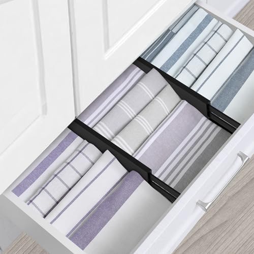 Utoplike Bamboo Kitchen Drawer Divider, Black Utensil Drawers Organizer | Adjustable, Spring Loaded, Works in Kitchen, Dresser, Bathroom, Bedroom, Drawer, Desk, 2.4" H, Fit 17.8"-20.6" Inner Drawer - Image 7
