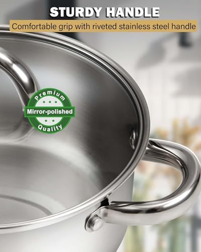 Cook N Home Basics 16 Quart Stainless Steel Stock Pot with Lid, Cooking Pot for Pasta, Soup, Sturdy Handle, Large Stockpot with Even Heating, Oven & Dishwasher Safe, Cookware for Canning, Boiling - Image 6