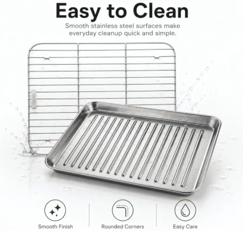18/8 304 Stainless Steel Baking Sheet with Rack, Ridged Bottom, 4-Piece Set - Image 7