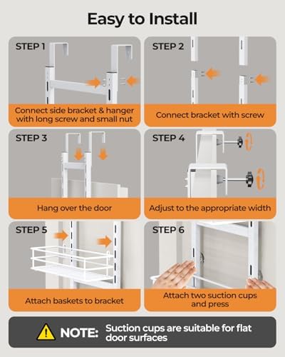6-Tier Narrow Pantry Door Organizer,Over the Door Pantry Organizer,White - Image 6