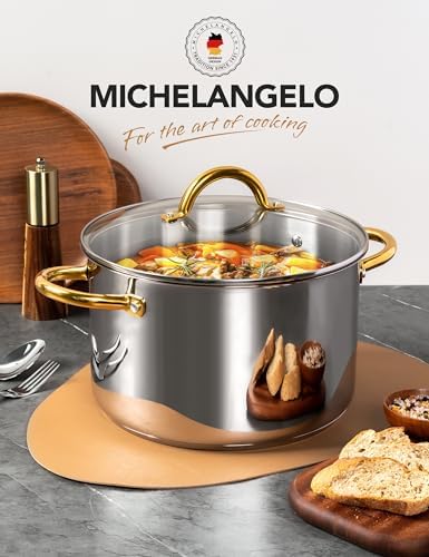 MICHELANGELO Stainless Steel Stock Pots - 8 Quart Pot with Lid, Soup Pot Induction Compatible, Cooking Pots with Riveted Handle, Oven & Dishwasher Safe - Image 7