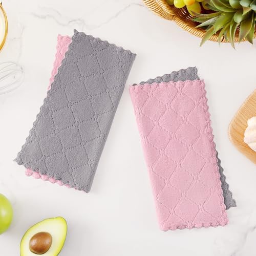 Homaxy 12 Pack Super Soft Dish Cloths, 10" x 10", Grey & Pink - Image 6