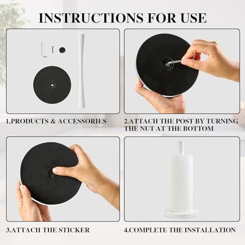 JOGREFUL Stainless Steel Paper Towel Holder, Kitchen Countertop Stand White - Image 6