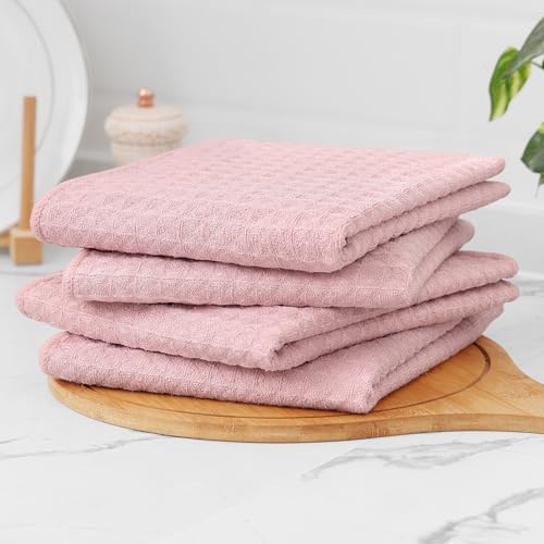 Homaxy Microfiber Kitchen Towels and Dishcloths Sets, 8 Pack, Pink - Image 6