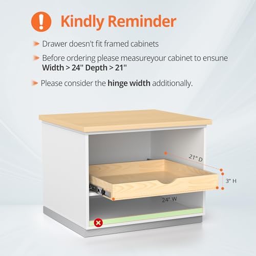 ZOINLIY Wooden Pull Out Cabinet Organizer, 21'' Deep Slide Out Drawer - Image 7