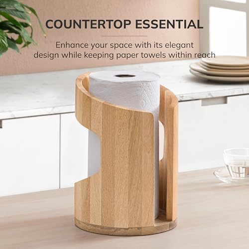 Anji Mountain Wooden Paper Towel Holder with Metal Holder, Holder Stand for Kitchen Roll Organizer & Kitchen Dining Table Home Décor, Countertop Fits Jumbo & Mega Rolls - Mango/Gold, Arc Hold - Image 6