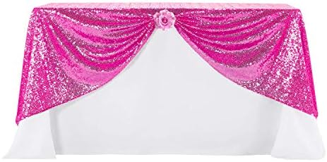 JYFLZQ Hot Pink Sequin Tablecloth Glitter Table Cover 90x132 Inch Rectangle - Image 6