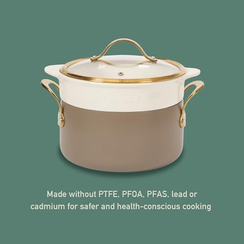 Bloomhouse Pots and Pans Set - Ceramic Non Stick Cookware Set - 2 Time Oprah's Favorite Things Brand - 8 Piece Aluminum Premium PFA Free Set W/Ceramic Steamer - Cappuccino Brown with Gold Handle - Image 7