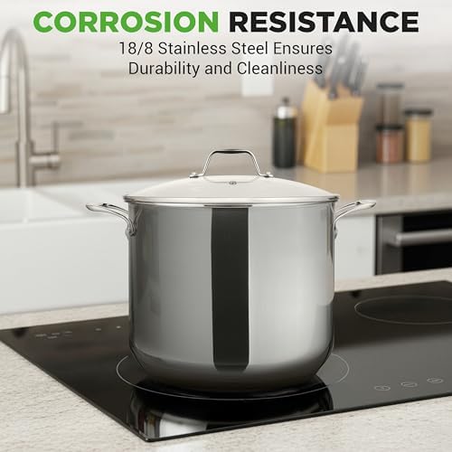 NutriChef 12 Quart Stainless Steel Stock Pot with Lid | Induction Cookware for Home & Commercial Use | Heavy Duty Cooking Pot for Boiling or Simmering Soup, Pasta, Seafood, and Sauces - Image 6