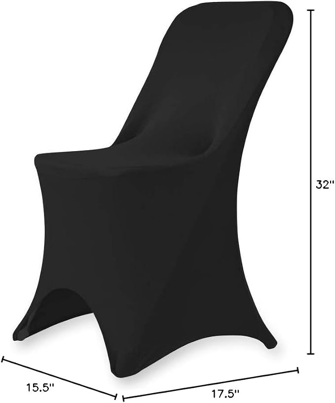 Linenlanding Set of 1/10/50Pcs Hotel Fitted Folding Dining Spandex Stretch Chair Covers - Wedding Reception Banquet Party Restaurant, 17 Colors! (10, Black) - Image 9