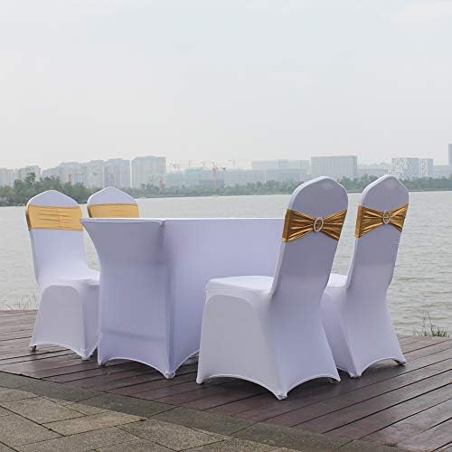 10pcs Metallic Golden Spandex Chair Sash, Stretchable Elastic Bands Durable,Slipcovers for Christmas Engagement Event Birthday Decoration - Image 5