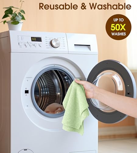 KitchLife Microfiber Cleaning Cloth Roll, 100 Pack - Tear-Away Microfiber Paper Towels, Lint-Free, Reusable, Washable for Kitchen, Car, Dishes, and Sensitive Surfaces (Bean Green) - Image 7