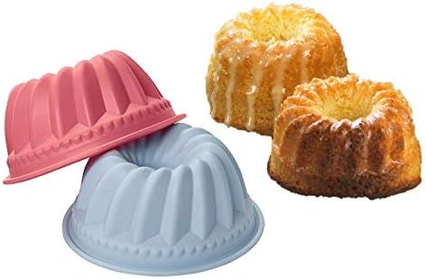 LURCH Germany Flexiform Silicone Mini Round Ring Cake Molds | Small Nonstick Gugelhupf Shaped Baking Pans | Ø 2.7 x 1.1 Inches | Set of 6 - Pink, Green & Blue - Image 7
