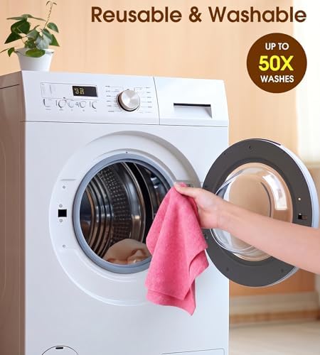 KitchLife Microfiber Cleaning Cloth Roll, 100 Pack - Tear-Away Microfiber Paper Towels, Lint-Free, Reusable, Washable for Kitchen, Car, Dishes, and Sensitive Surfaces (Pink) - Image 7