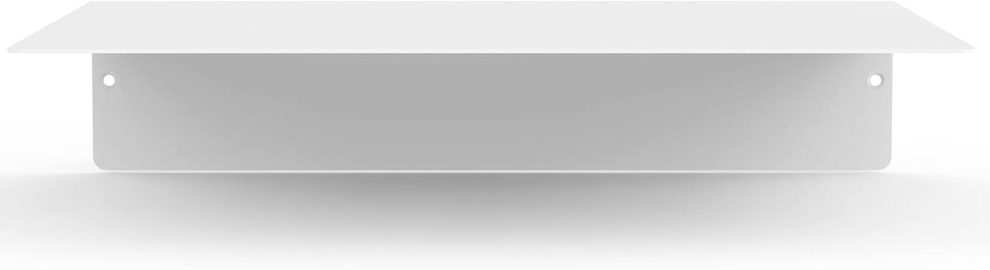 DIY CARTEL Made in USA Linear Floating Shelf - Forged USA Manufactured Steel - Industrial Heavy Duty Metal Wall Mounted Modern Rustic Farmhouse Designed Shelf (12-in X 8-in Powder Coated White)