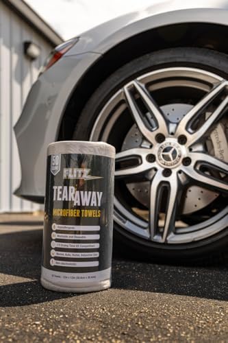 FLITZ Tear Away Microfiber Towel Roll (30 Sheets) - 12" x 12" Cloth Paper Towels - Reusable & Washable Ultra Absorbent Cleaning Cloth Roll for Cars, Kitchens, Appliances - Grey (1 Pack) - Image 7