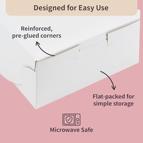 FC Meyer Bakery Boxes - Reversible 6” Classic Cake Box For Pastries & Cookies, Secure Your Bakery Box With Special Side Panel Clips & A Front Tuck Lock, Made In USA, Size 6 x 6 x 3 (Pack of 50) - Image 6
