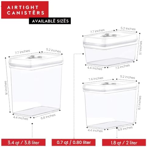 DWËLLZA KITCHEN Airtight Food Storage Containers with White Lids 2L - 4 Pc Clear Plastic Pantry Snacks Kitchen Container, Baking Supplies, 4LB Sugar & Flour Canister BPA-Free - Image 6