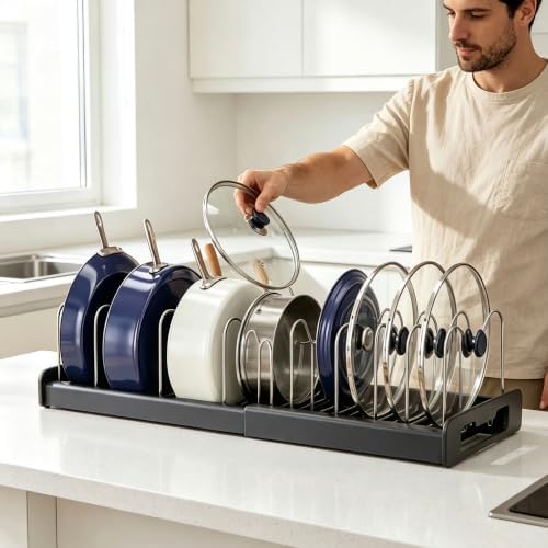 2-Pack Pots and Pans Organizer under cabinet with 9 Adjustable Dividers-22" - Image 7
