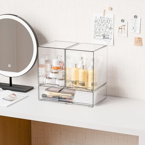 Yieach 3 Set Baby Bottle Organizer for Countertop,BPA Free Bottle Station Organizer for Breast Pump Parts,Pacifier and Baby Accessories,Clear Stackable Storage Drawers and Home Edit Storage Containers - Image 7