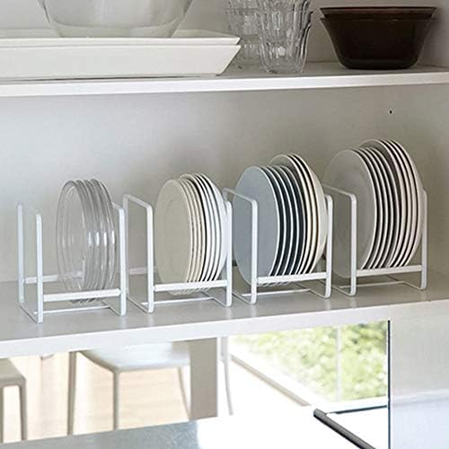 2PCS Plate Holders Organizer, Metal Dish Storage Dying Display Rack for Cabinet, Counter and Cupboard - White, Small - Image 7