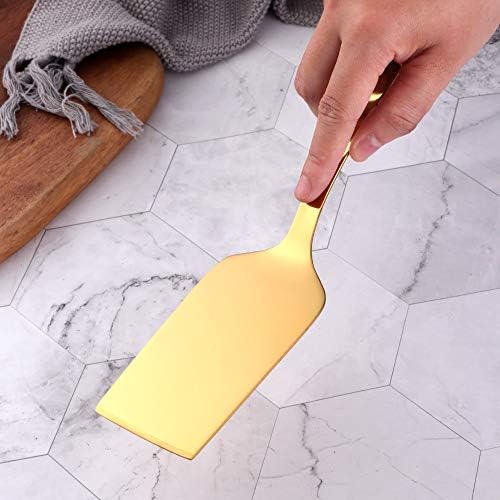 6 Pcs Gold Square End Turner, Stainless Steel Titanium Plated Solid Turner Spatula, Ergonomic Integral Forming Handle-Dishwasher Safe(10.2 inches/26cm) - Image 7