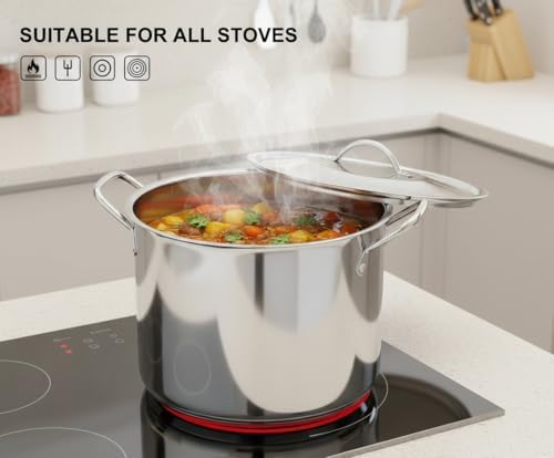 Stainless Steel Pot scald-resistant handle with metal lid Stock Pot Holds of soups and stews Soup Pots for kitchen (8, Quarts) - Image 5