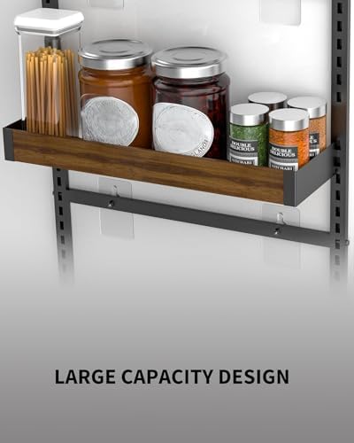 Moforoco Wood 9-Tier Over The Door Pantry Organizer, Wooden Pantry Organization and Storage, Black Hanging Basket Wall Spice Rack Seasoning Shelves, Home & Kitchen - Image 6