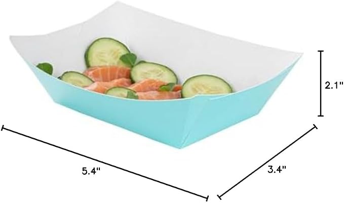 Restaurantware-Bio Tek 1 Pound Food Trays, 200 Disposable Paper Food Trays - Heavy-Duty, Greaseproof, Turquoise Paper Food Boats, For Snacks, Appetizers, Or Treats, Use At Parties Or Carnivals - Image 11
