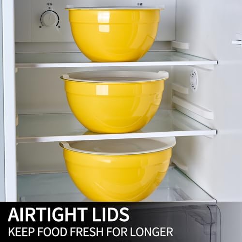 Yellow Mixing Bowls with Lids Set of 7, Stainless Steel Nesting Bowl with Khaki Lid for Non-slip Mixing Prepping Storing Serving, 7 Sizes-7/3.6/2.7/2.1/1.5/1/0.8 QT - Image 7