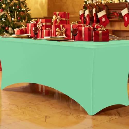Smiry 2Pack Spandex Table Cloth 4FT, Elastic Fitted Bright Green Tablecloth - Image 6
