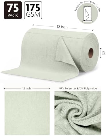 Fantasticlean Microfiber Cleaning Cloth Roll- 75 Sheets, 12"x12"(MossGreen) - Image 6