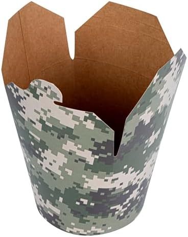 Bio Tek 4 x 3.4 x 3.7 Inch Food Containers, 50 Noodle Takeaway Boxes - Disposable, Sturdy, Camouflage Paper 26 Ounce Take Out Boxes, Round, For Hot Or Cold Foods - Restaurantware - Image 6