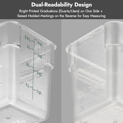 CURTA 4-Pack Food Storage Containers with Blue Lids - 12 Qt & 22 Qt Square Clear Polycarbonate - NSF Listed, Commercial Grade, Freezer & Dishwasher Safe, Stackable - Image 7