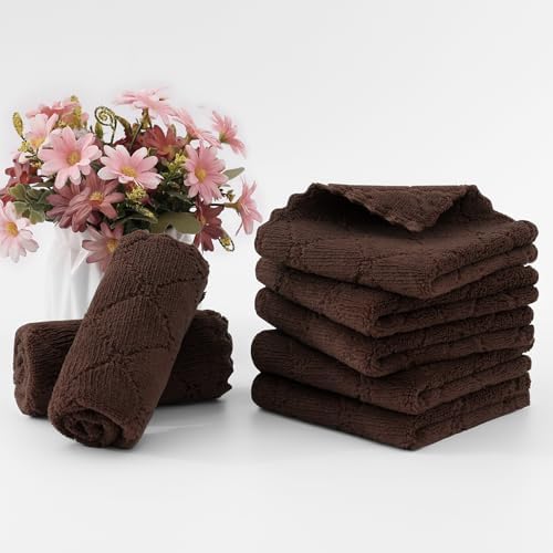 Homaxy 24 Pack Super Soft & Absorbent Dish Cloths, 10" x 10", Brown - Image 6