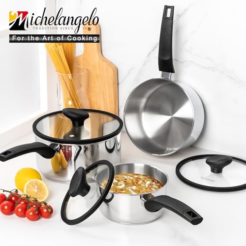 MICHELANGELO Stainless Steel Saucepan with Lid 1QT & 2QT & 3QT, Triply Stainless Steel Saucepans with Bakelite Handle, Premium Nonstick Sauce Pot Set for Kitchen Cooking, Induction Compatible - Image 7