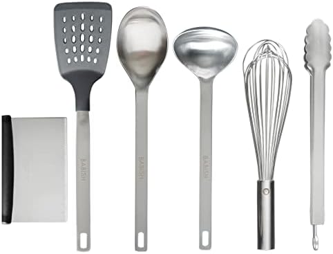 Babish 11 Piece Essential Teak Wood, Silicone, and Stainless Steel Tool Set - Image 5
