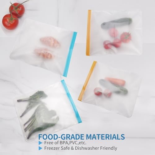 12 Pcs 2 Gallon Reusable Food Storage Freezer Bags, Large Capacity, BPA Free Reusable Food Pouches, Used For Home Food Storage And Camping (Multicolor 12 Pack) - Image 7