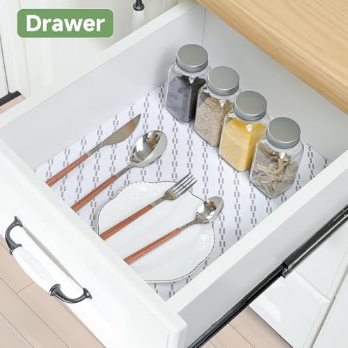 Shelf Liners 11 inch x 20 ft Shelf Liners for Kitchen cabinets nonstick Shelf Lining Drawer Mats EVA Protector for Cupboard (White Diagonal Stripes,11 inch x 20 ft) - Image 6