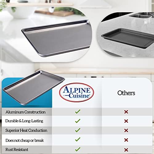 Alpine Cuisine Three Quarter Professional Aluminum Cookie Sheet 22-inch - Rimmed Baking Sheets for Oven - Durable, Oven-Safe, Easy to Clean, Commercial Quality - Great for Roasting & Baking - Image 7