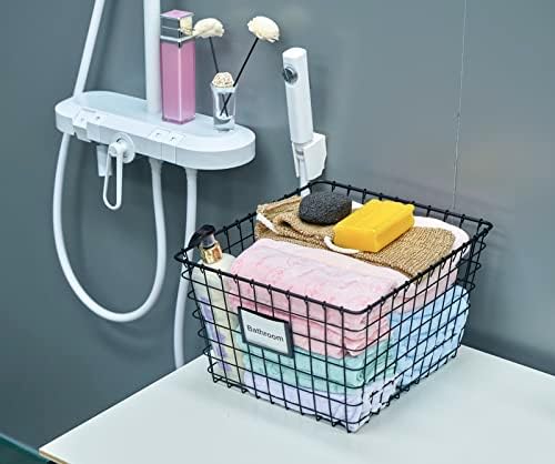 JUNCHU CHERRY 4 Pack【Large】 Wire Handmade Storage Basket for Organizing Household Goods,Pantry Organization,Bathroom countertop,Laundry,Wardrobe Storage Basket,Black - Image 7