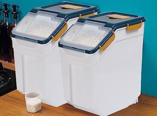 25LB Large Flour Storage Container Bin ,2 Pack Airtight Plastic with Wheels Seal Locking Lid Dispenser Organizer Storage Bin with Measuring Cup & Scoop for Flour, Rice, Grain 50LBS Total - Image 7